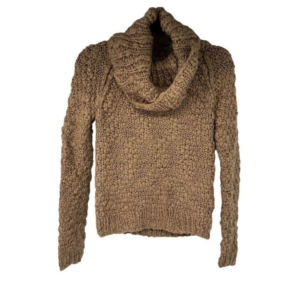 Vivienne Tam Tan Brown Chunky Knit Turtleneck Sweater